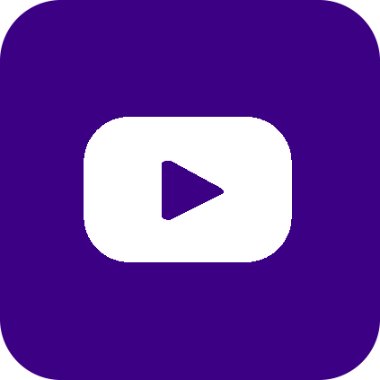 Purple icon with transparent logo of streaming platform YouTube